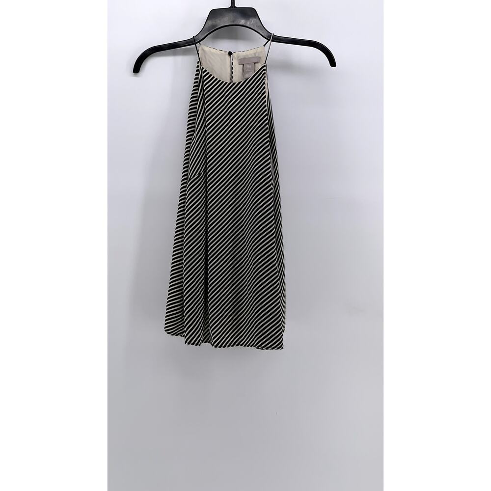 H&M Women's Black-Beige Striped Halter-Style Mini Dress SZ XS
